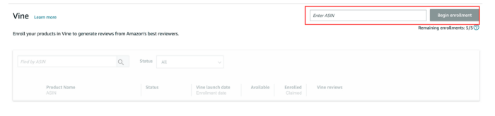 通過品牌註冊 (Brand Registry) 的賣家可以註冊 Amazon Vine Program
